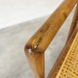 Vintage Wooden Cane Armchair by Branko Ursic: Mid-Century Lounge Chair