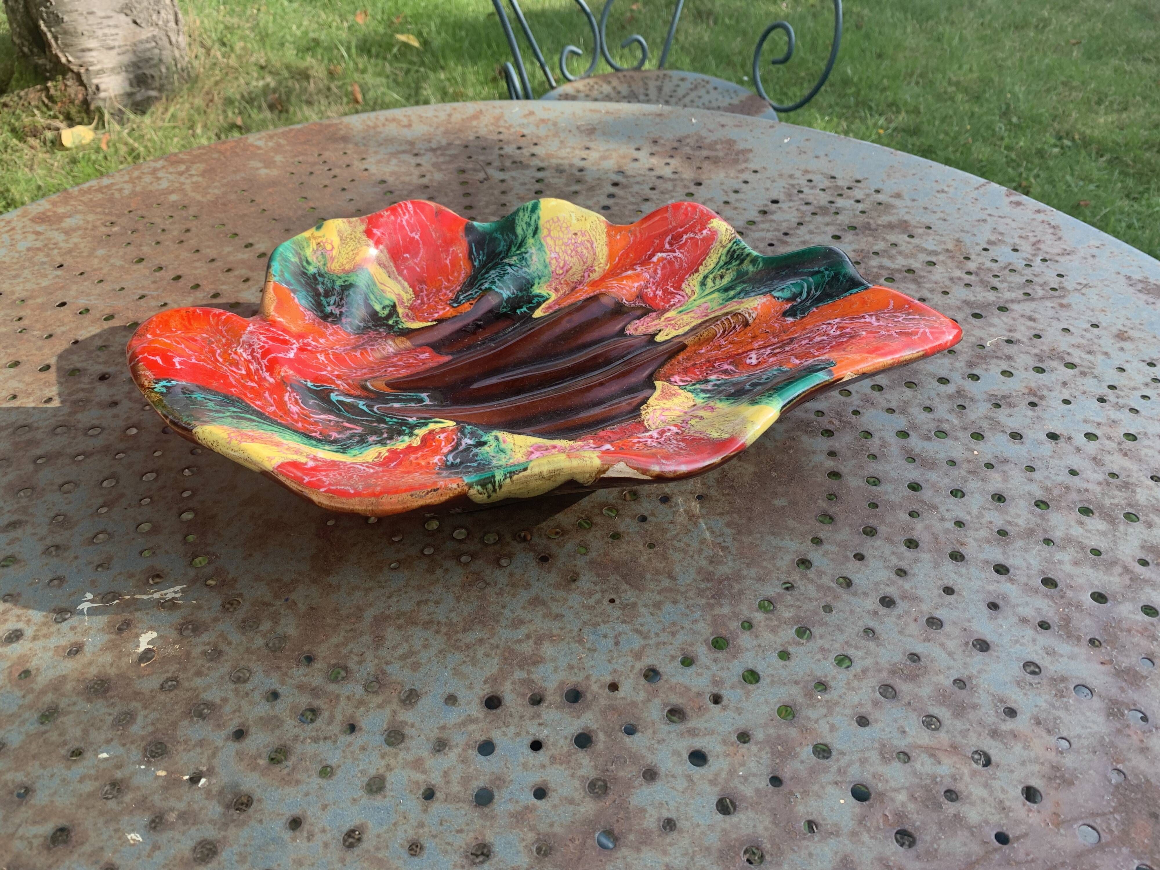 Fruit bowl in glazed ceramic stamped Vallauris, vintage 1960