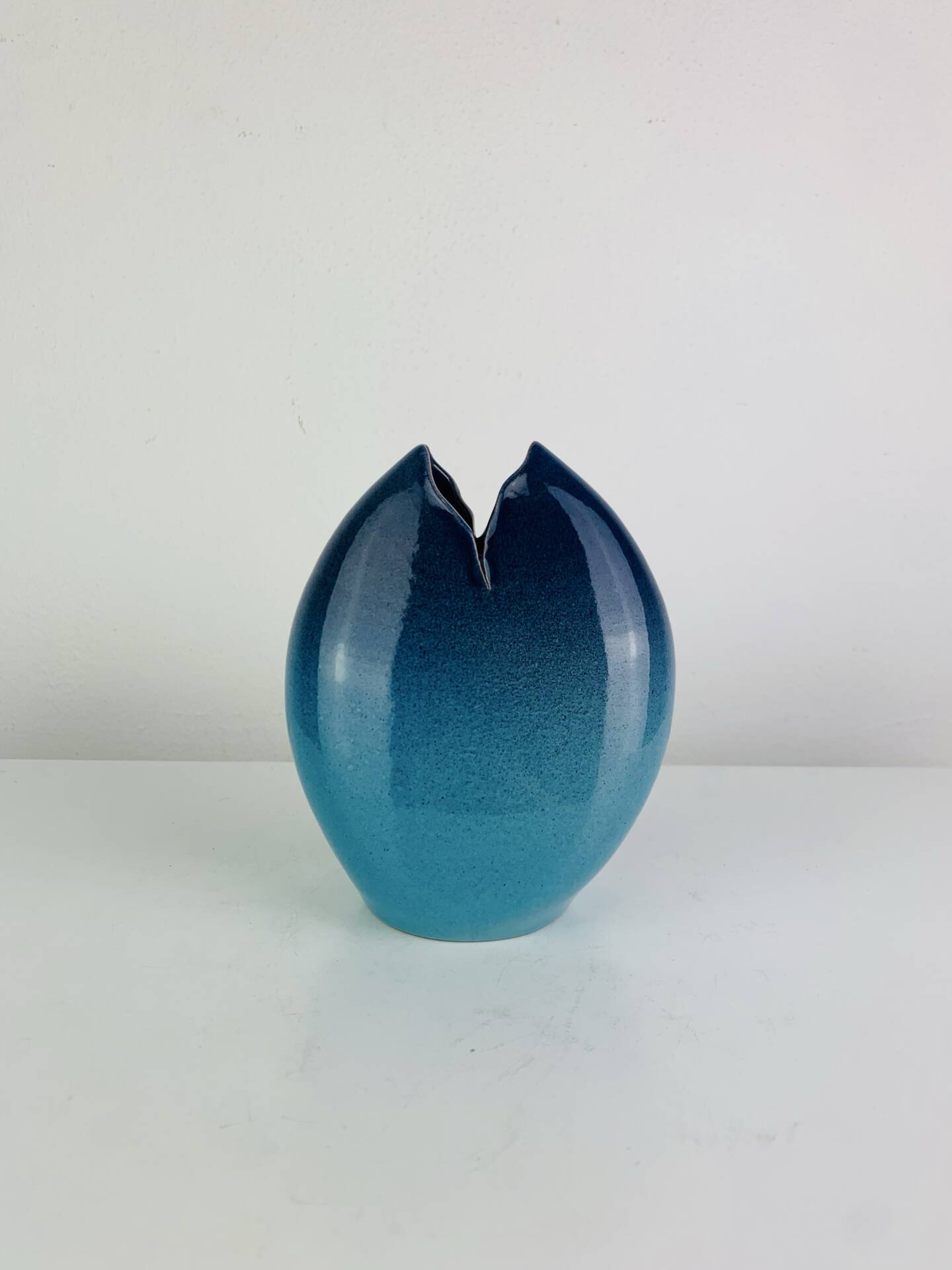 Blue sea ceramic vase signed Sagone Corsica