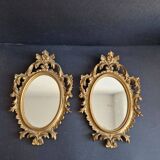 Pair of gilded rococo style mirrors, 1970s