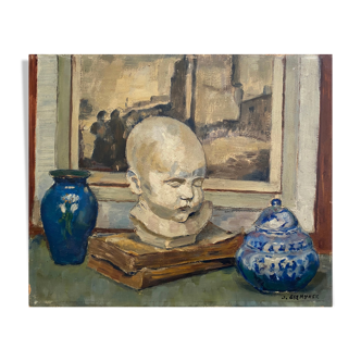 Painting "The artist's studio" HSP signed (XIX°-XX° century)