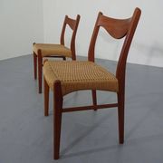 Set of Teak and Paper Cord Dining Chairs by Ejner Larsen for Glyngøre Stolefabrik, 1960s
