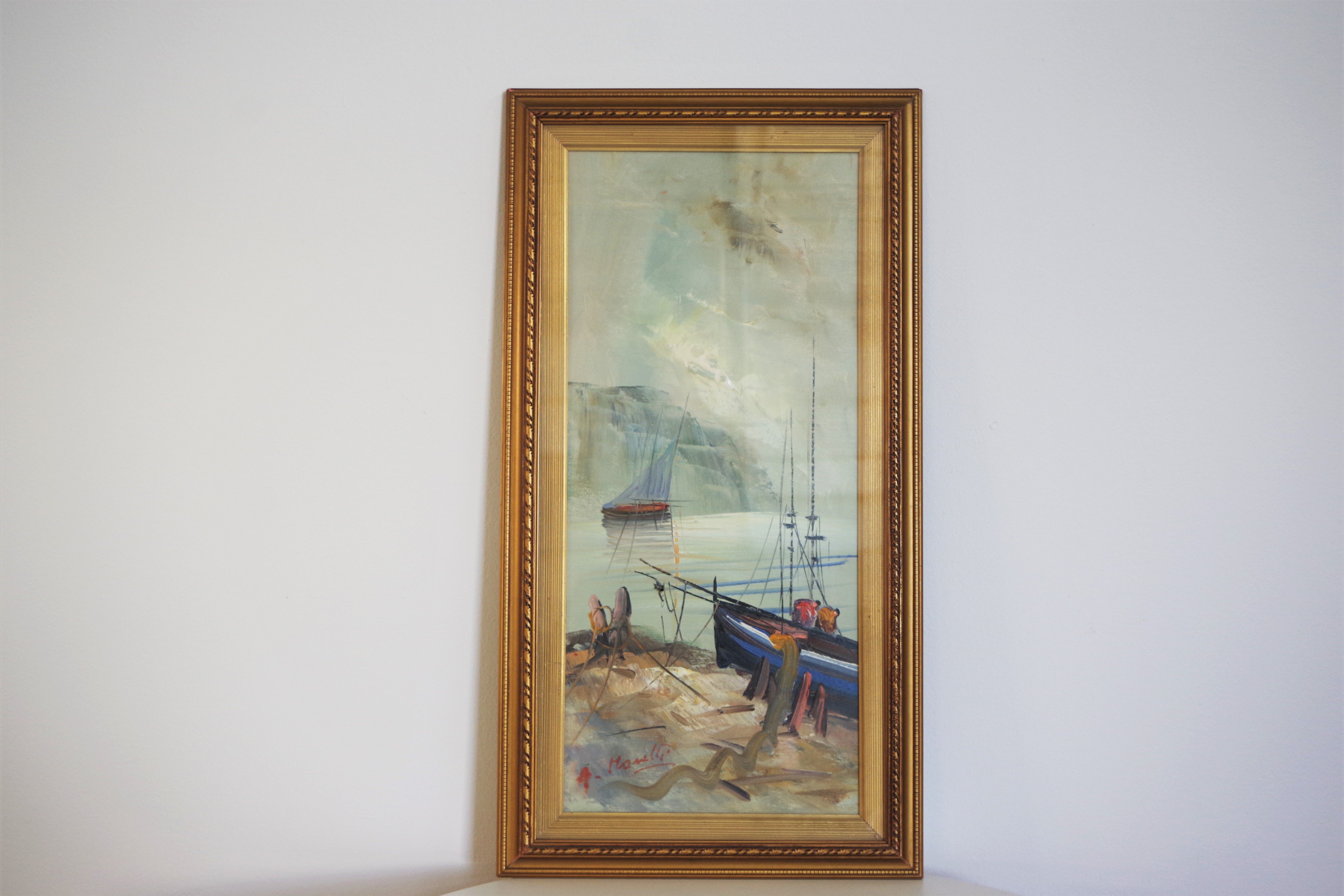 Paintings, oil on canvas, Moretti, 1970, set of 3