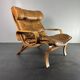 Swedish leather bentwood lounge chair by Jan Bengstsson, 1970s