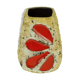 Vase en fat lava des années 50 es-keramik wgp avec glaçure marron beige et motif de feuille rouge.