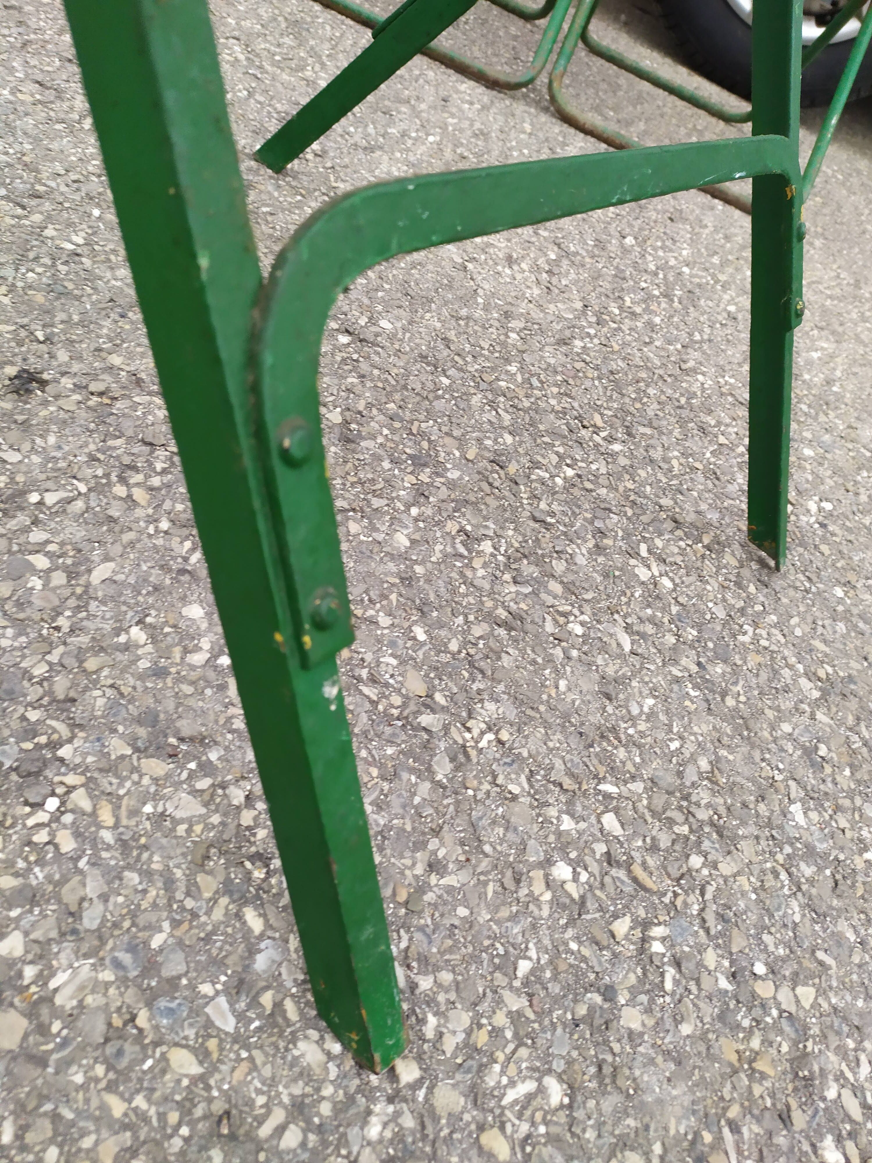 Garden set table and folding metal chairs