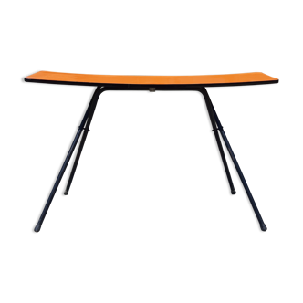 Console vintage iron and formica orange foldable