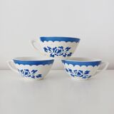 Set of 3 cups, blue floral decoration
