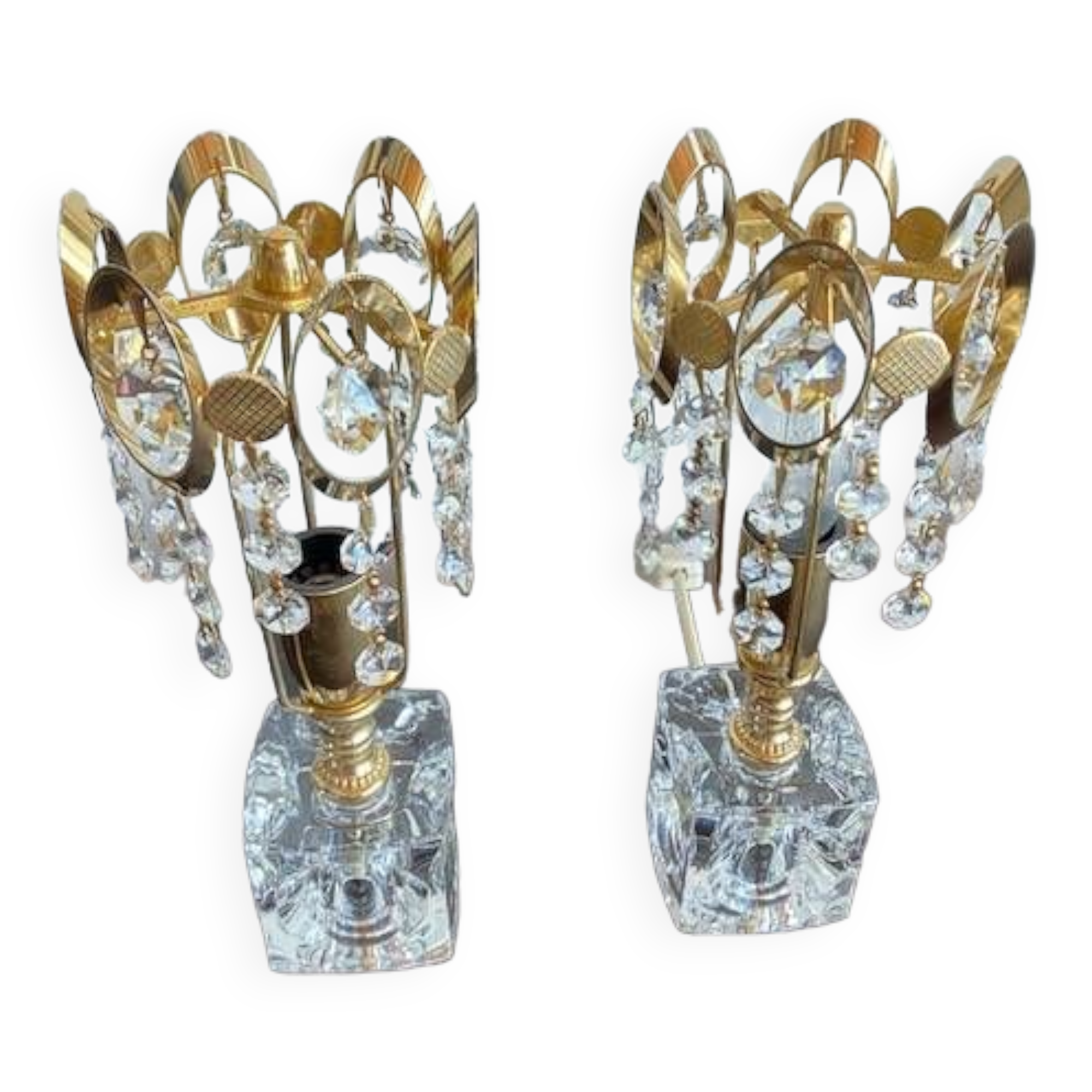 Pair of crystal lamps from the 80s
