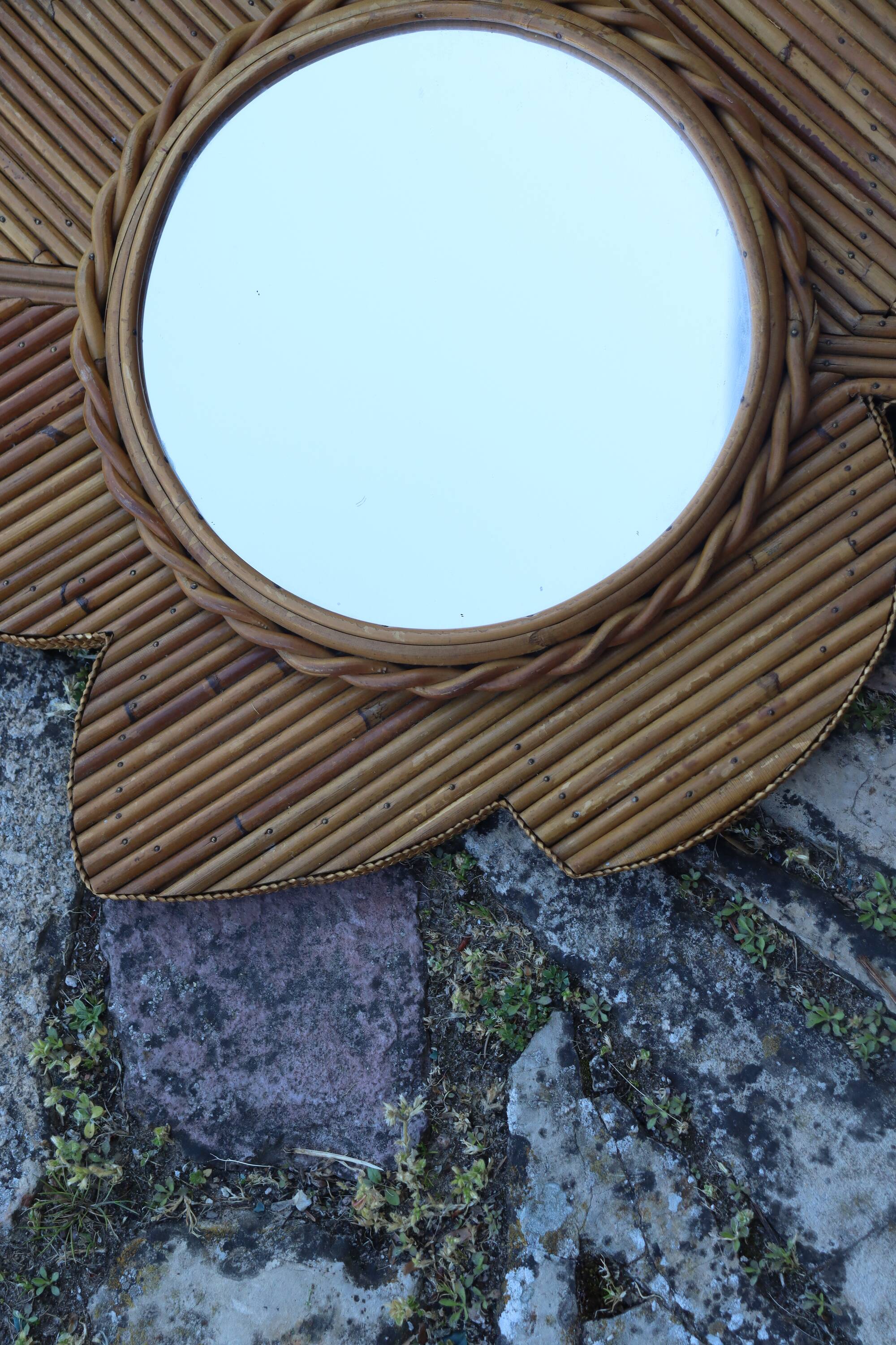 Rattan Mirror by VivaÏ Del Sud Italy 1970
