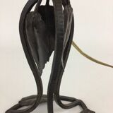 Tulip lamp in opaline and wrought iron art deco