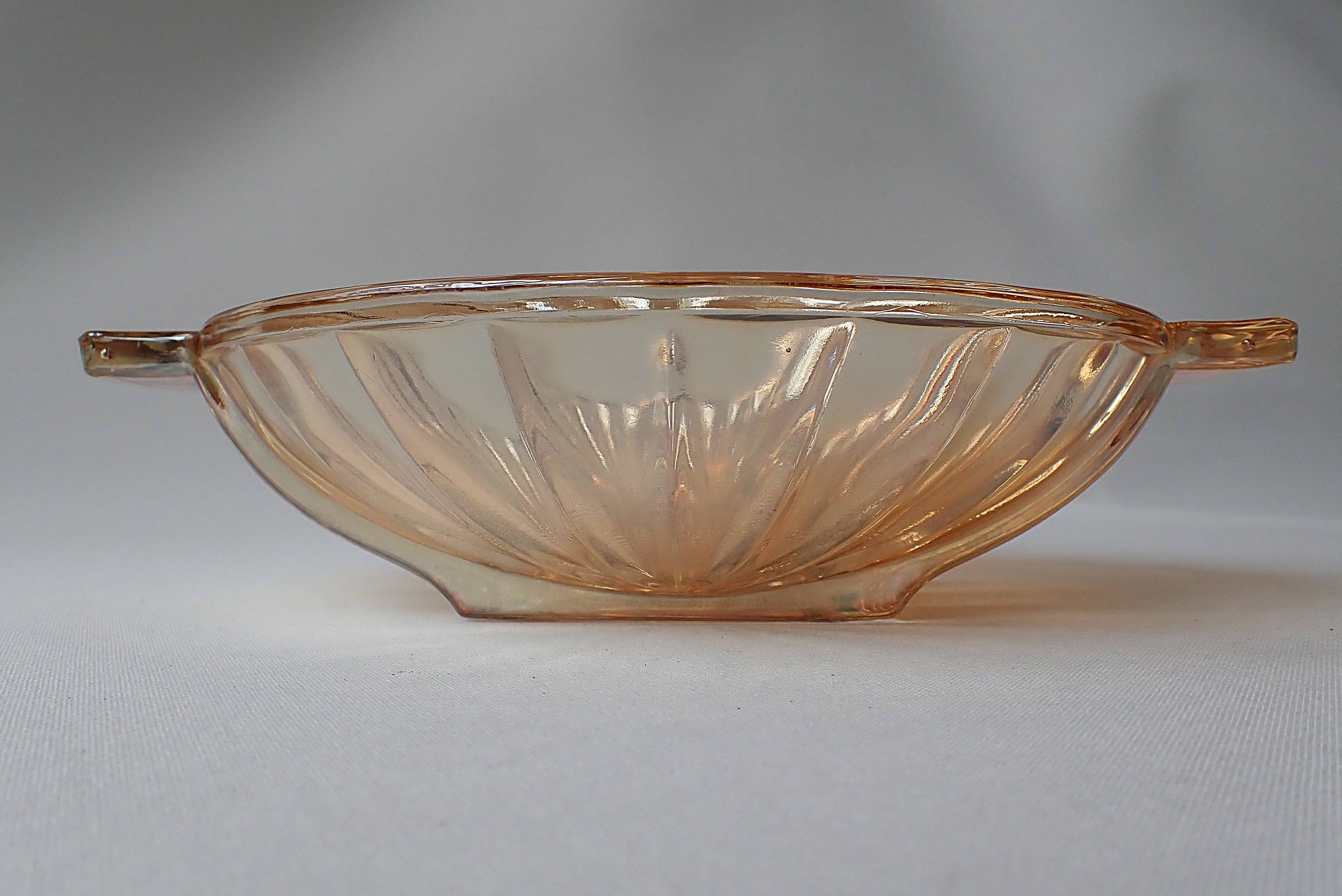 Fruit bowl - small salad bowl - iridescent pink/orange glass bowl