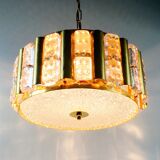 Mid-Century Scandinavian Glass & Brass Chandelier by Carl Fagerlund for Lyfa & Orrefors, 1960s