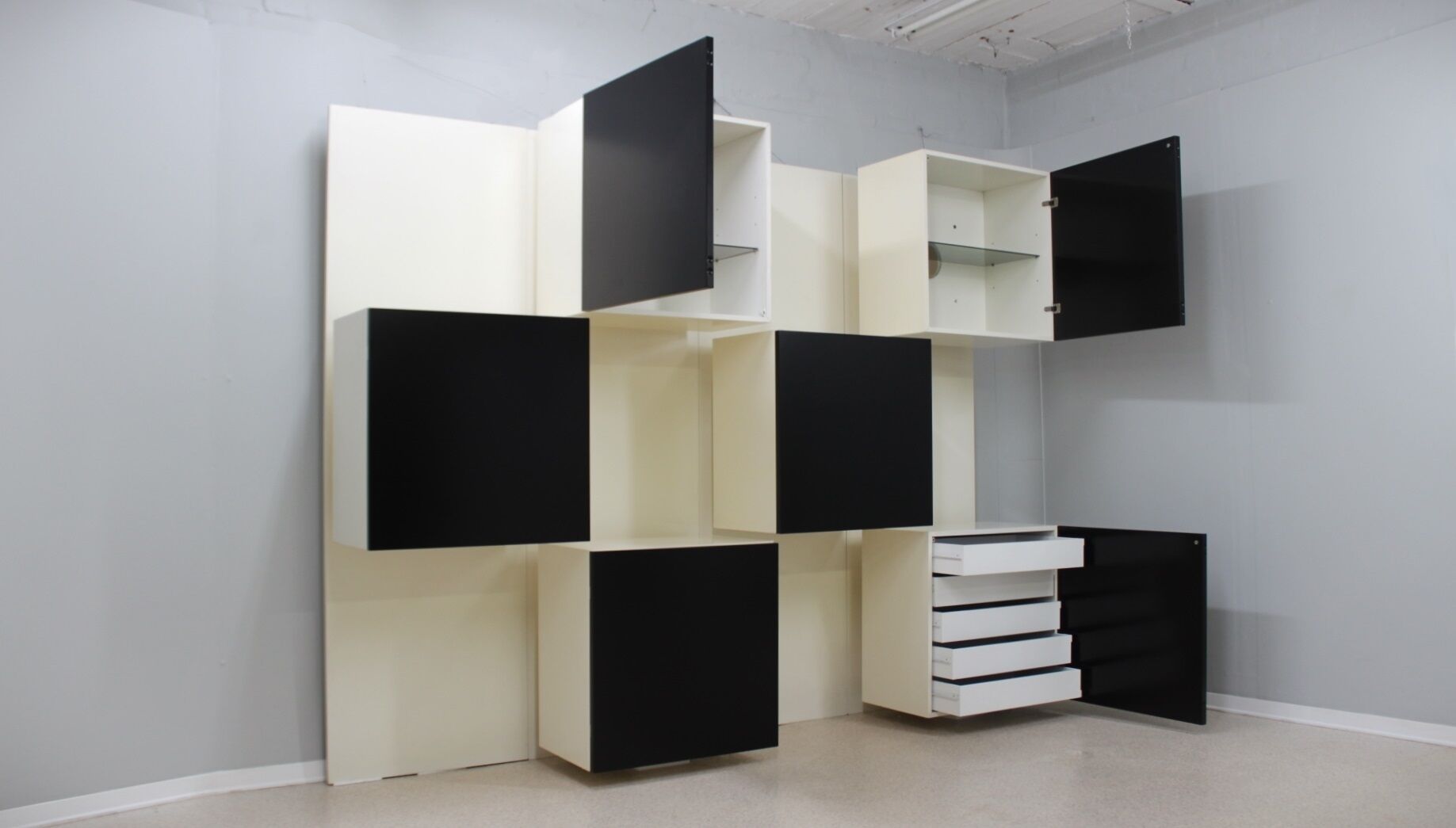 Backlit Bookcase Roberto Monsani for Acerbis 1970s