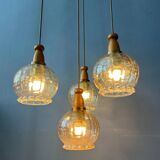 Vintage Hustadt Leuchten glass cascade pendant lamp