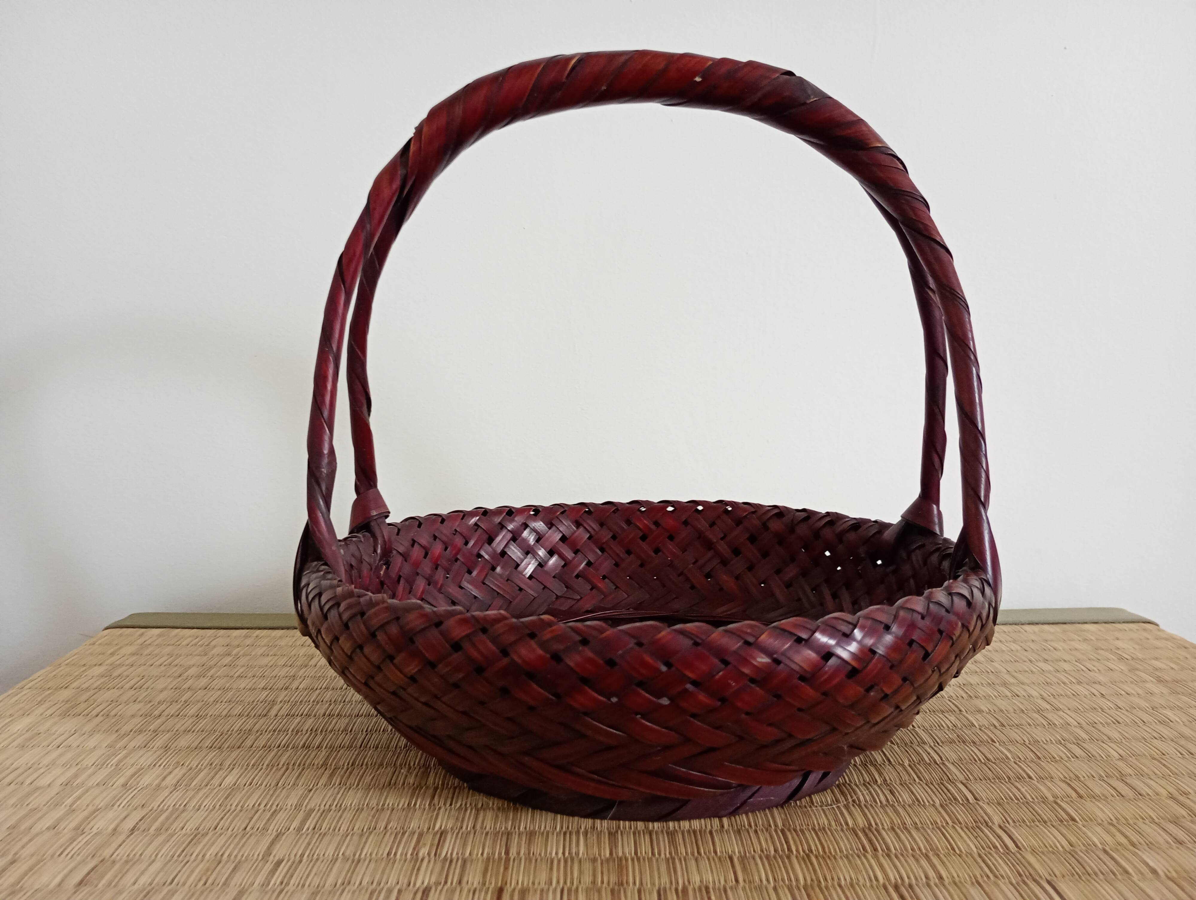 Japanese woven bamboo basket. Ikebana