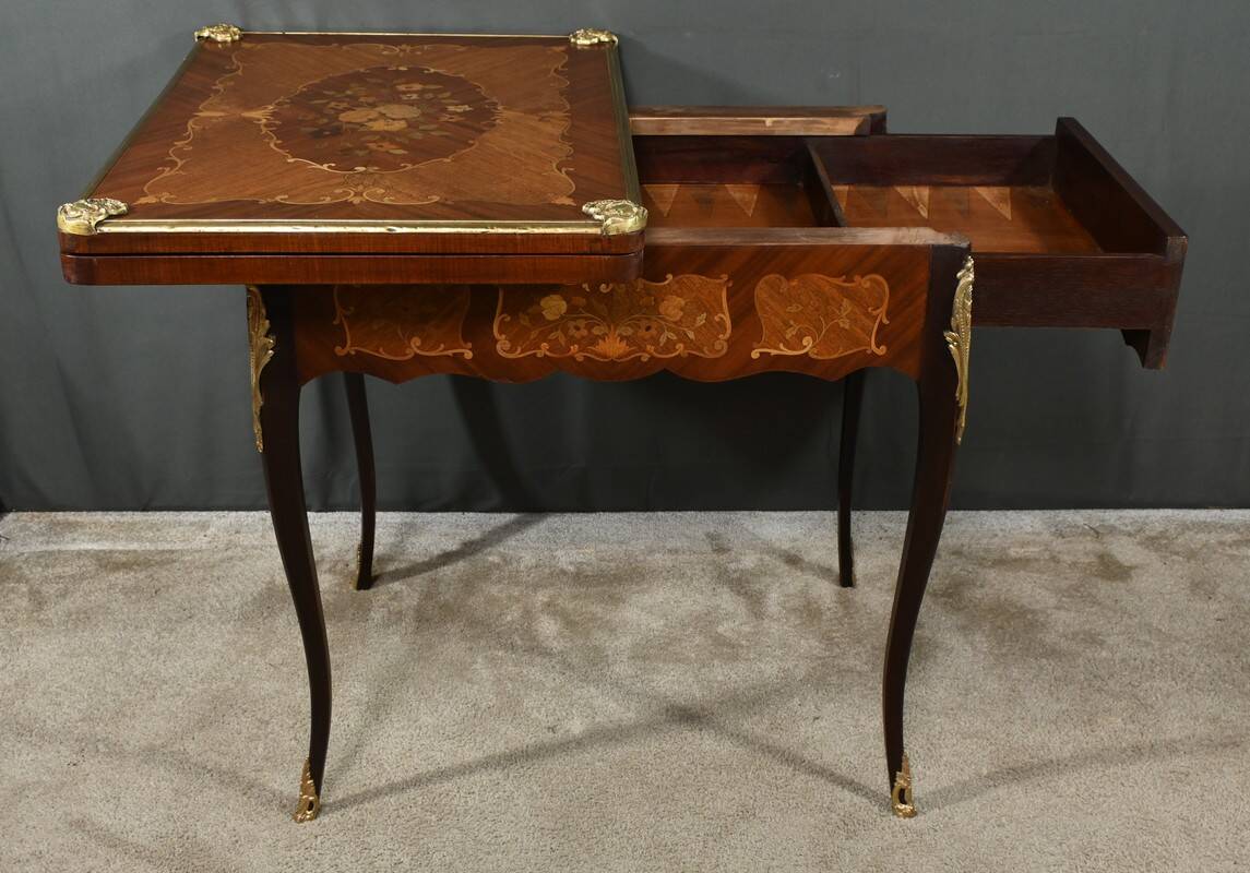Mahogany Games Table, Louis XV/Louis XVI Transition Style – Late 19th Century