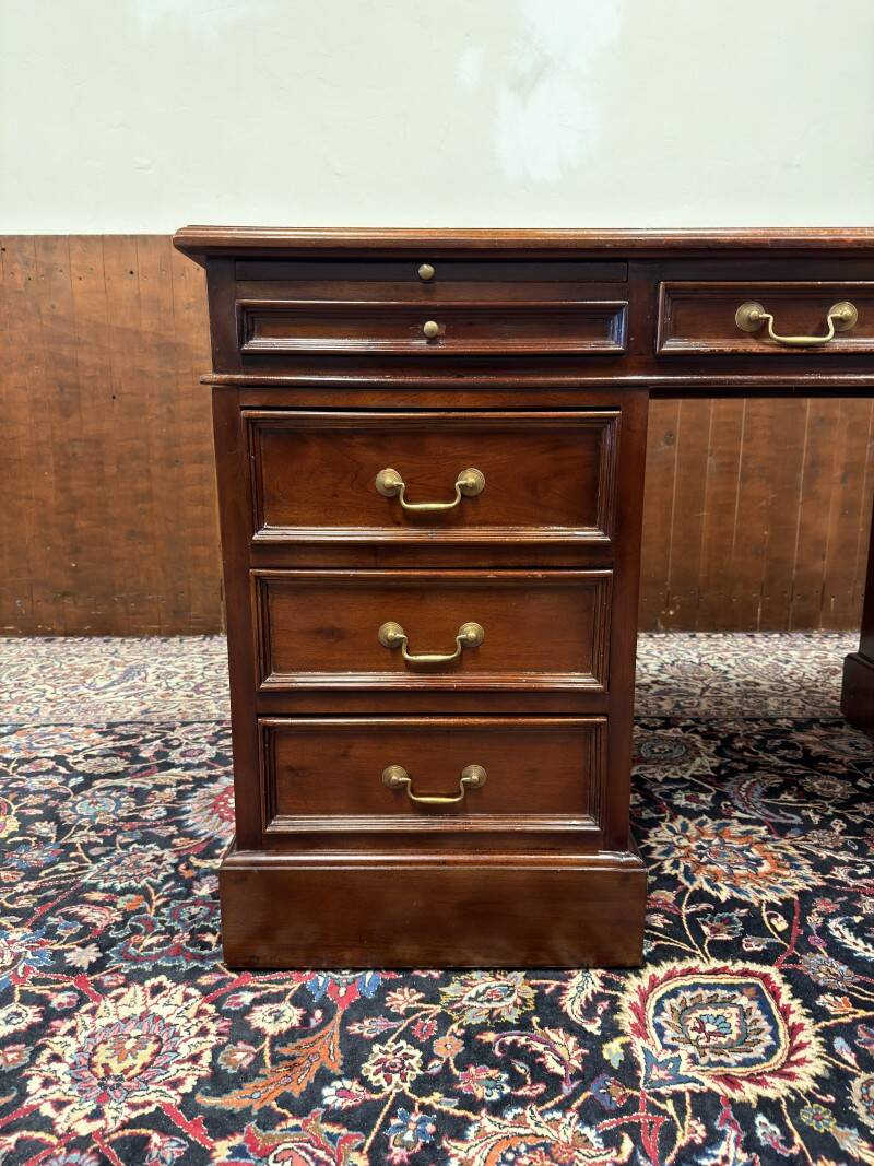 Classic English Desk with Green Leather