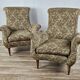 Paire de fauteuils fleuris années 70 avec pieds en bois