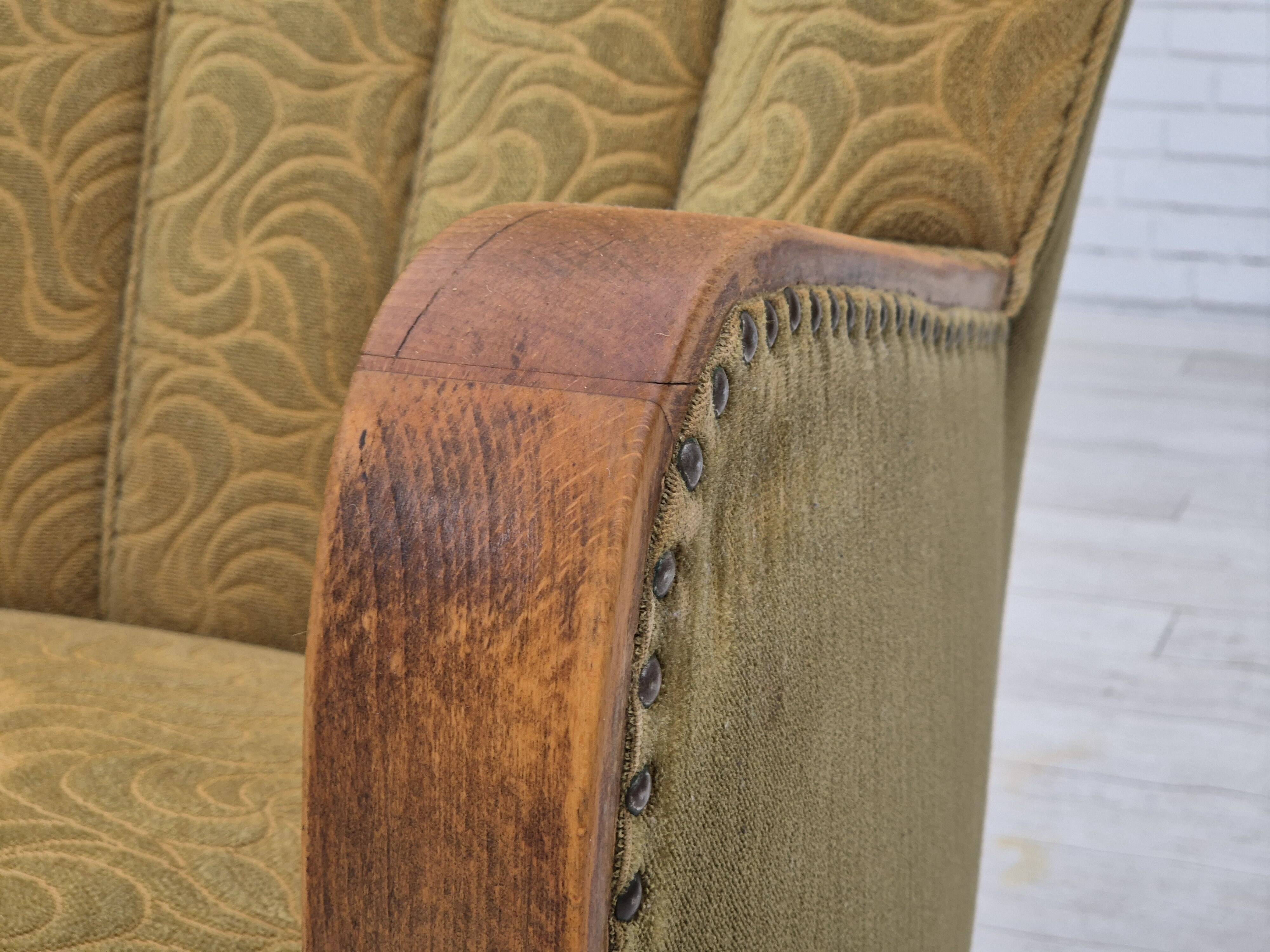 1960s, Danish highback armchair, original condition, cotton/wool.