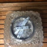 Applique verre moulé, support métal vintage