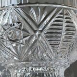 Molded crystal candy cup/dish/boho chic. art deco. starry/cross/leafy patterns, petals