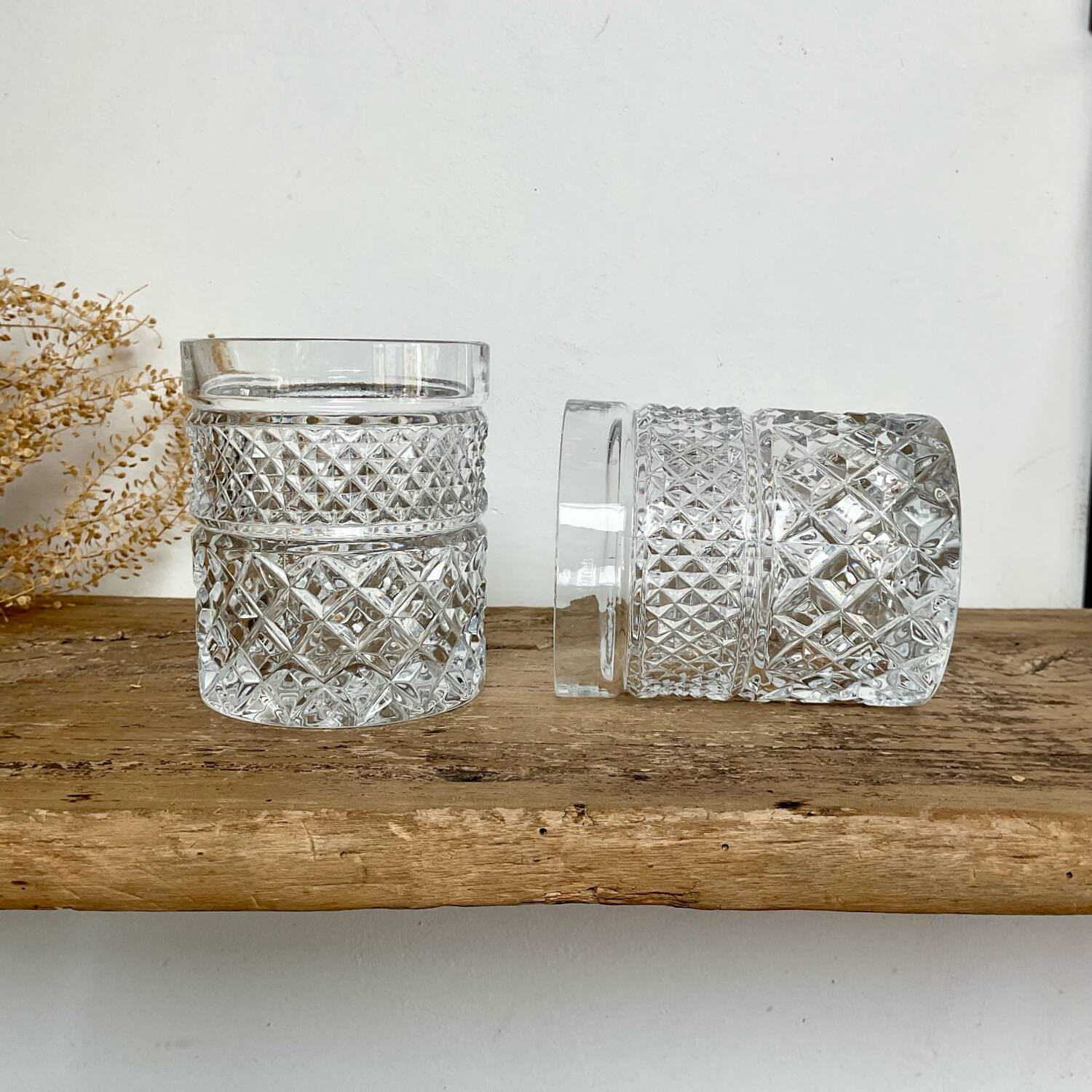5 vintage whiskey glasses