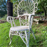 1960s peacock rattan armchair
