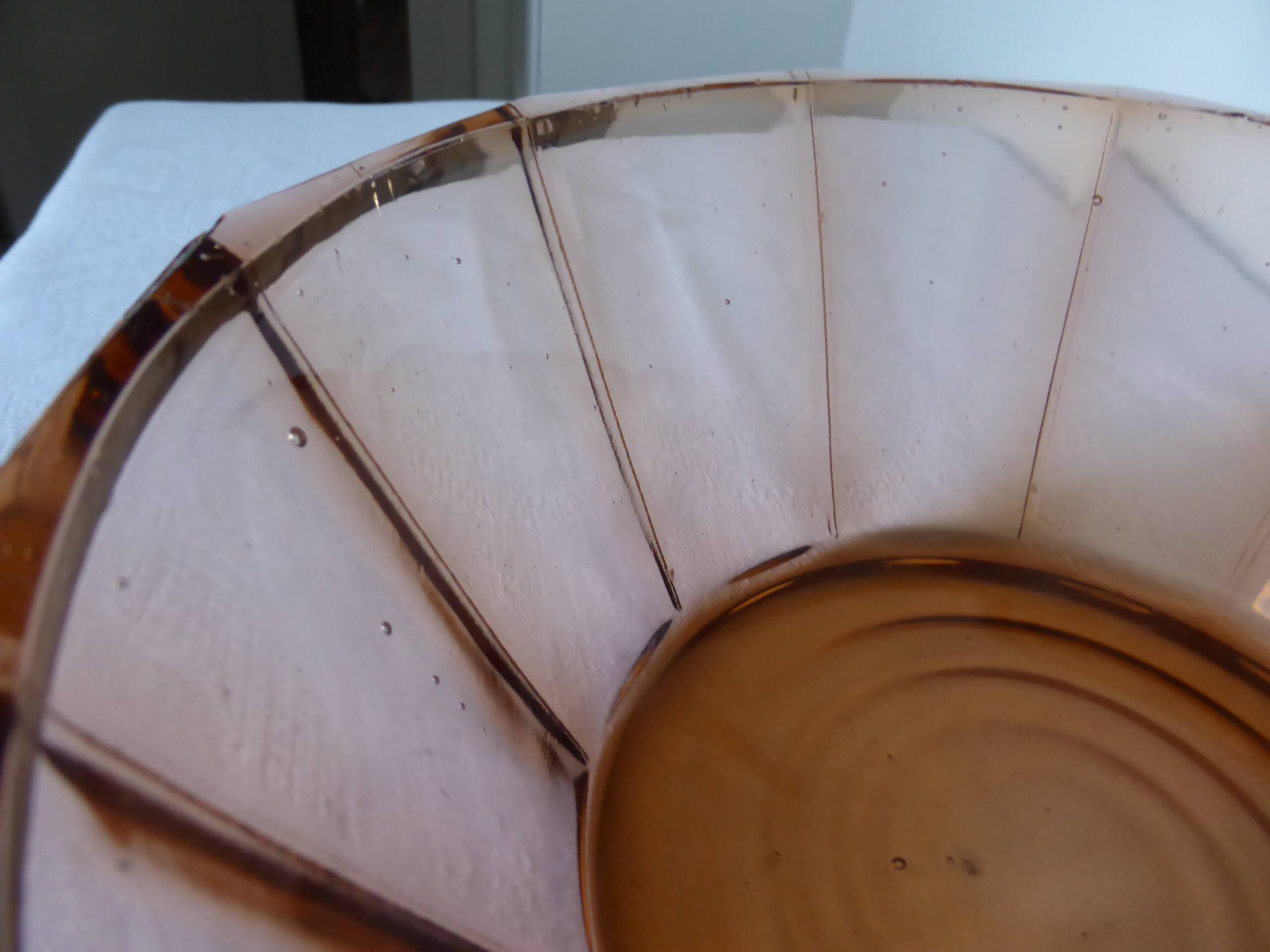 Vintage pink glass salad bowl in art deco style rosaline 201020