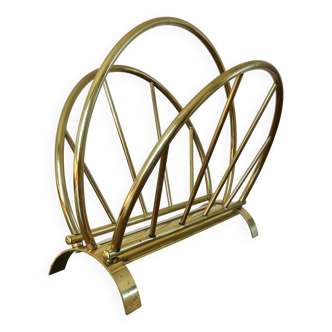 Golden brass magazine rack, Italy, 1950