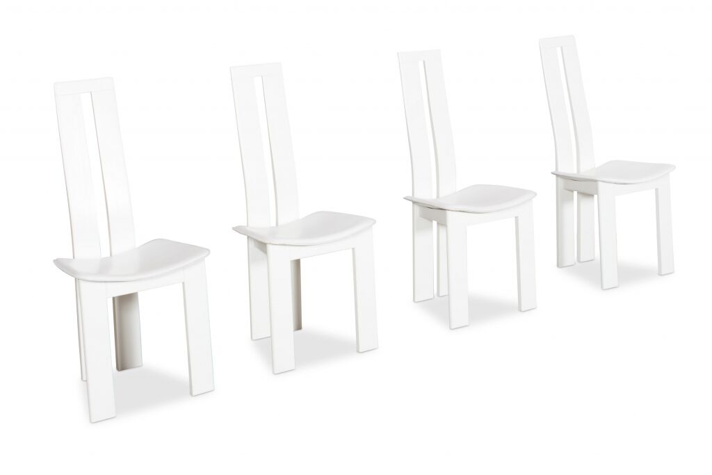 Set of 4 White leather by Pietro Costantini 1970 s lounge chairs