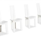 Set de 4 chaises de salon en cuir blanc par Pietro Costantini 1970s