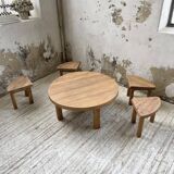 Circular elm coffee table from the 1950s