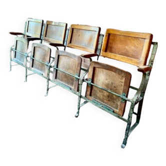 Metal and wood theater seats