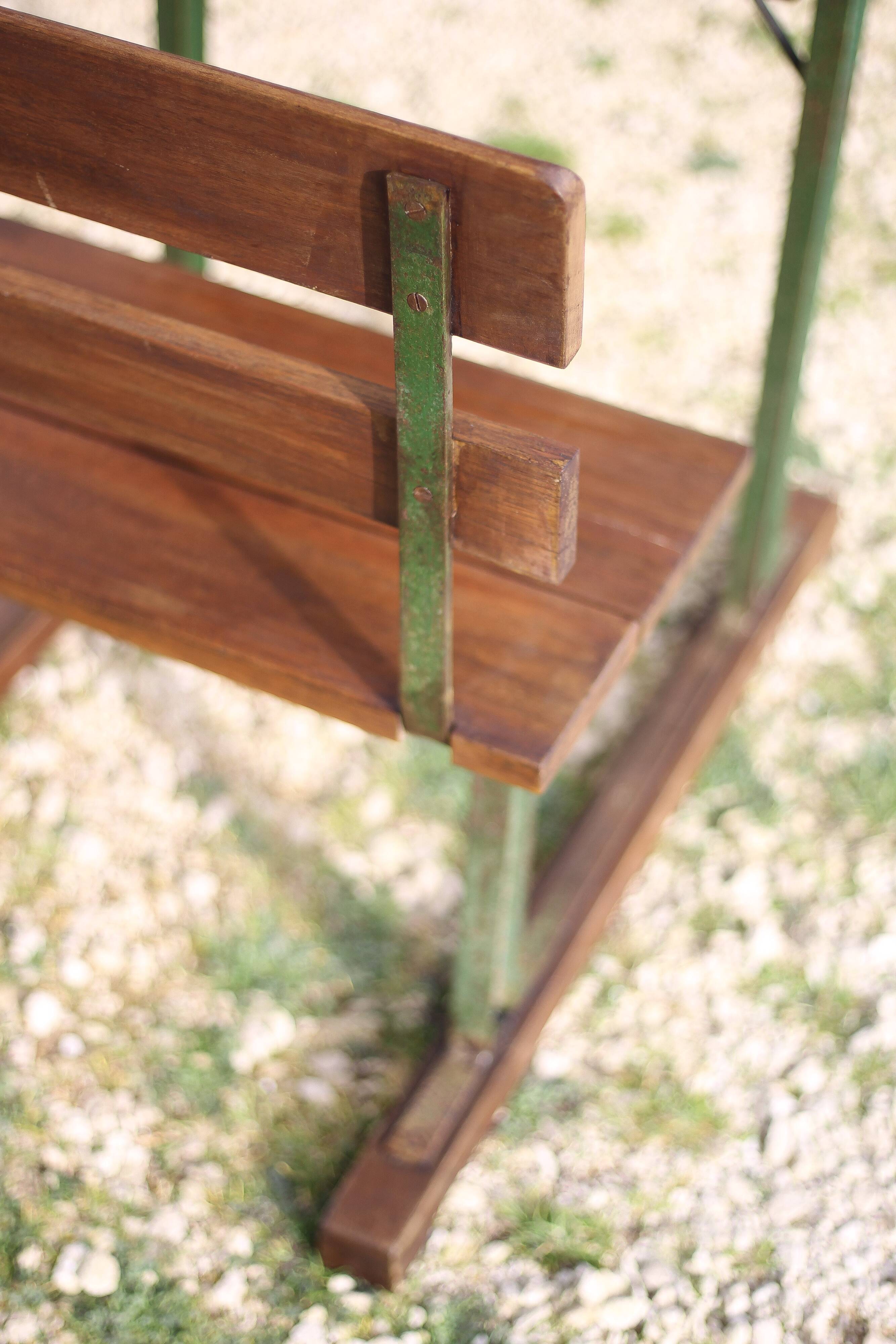 Vintage desk, wooden and metal children's desk, school desk