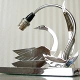 LW Paris "swan" lamp in silver metal, circa 1940