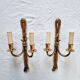 Pair of French wall sconces in bronze, Louis XVI style, with cord.