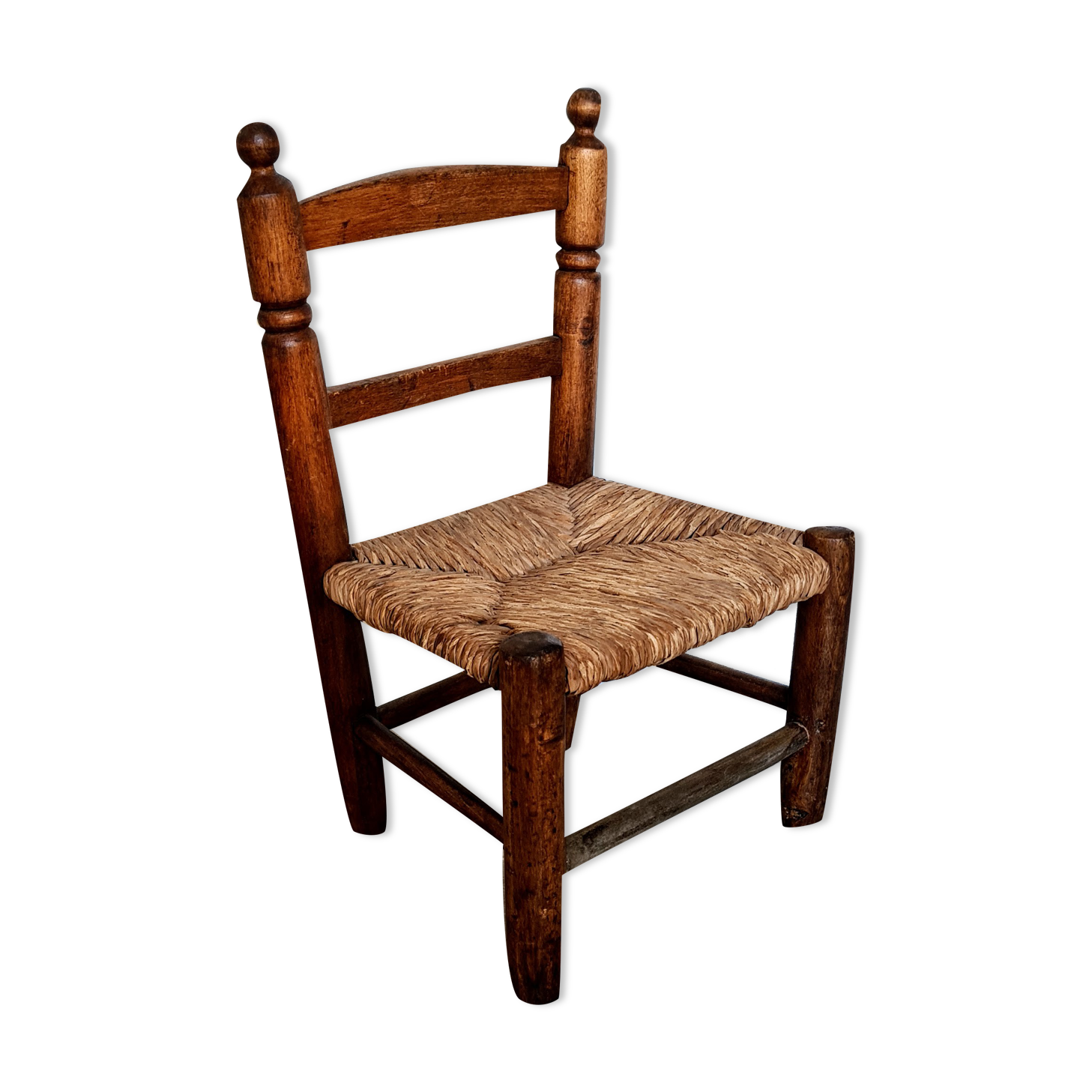Chaise enfant campagnarde paillée