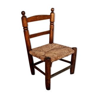 Chaise enfant campagnarde paillée