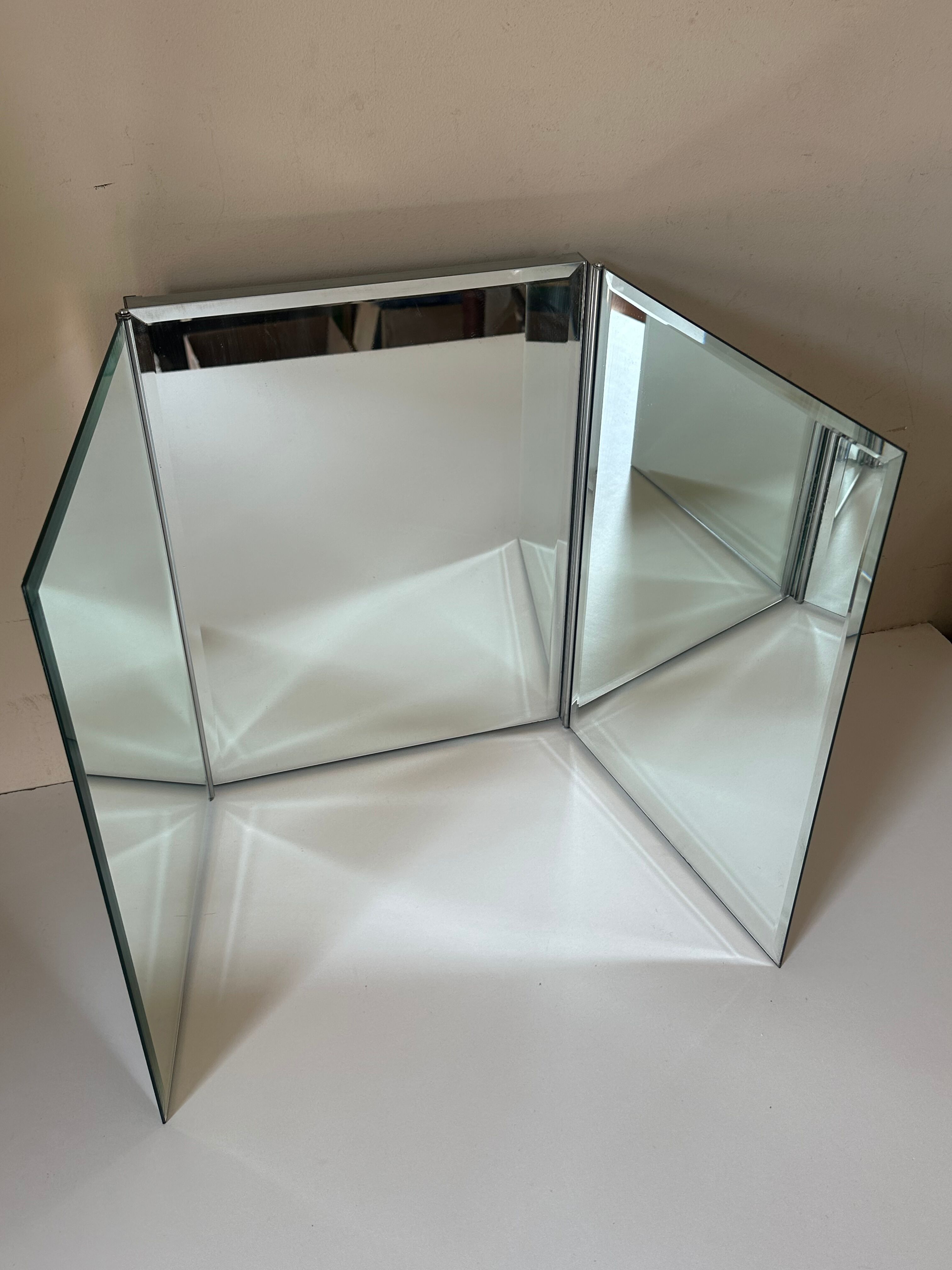 Modernist triptych mirror vintage design 70s