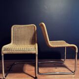Pair of vintage rattan cantilever chairs