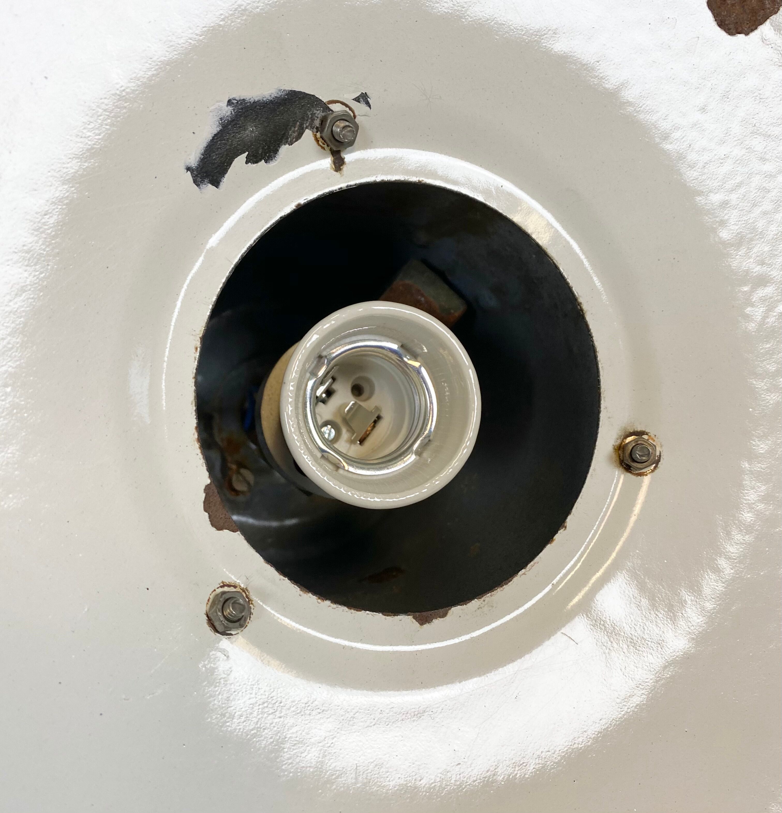 Midcentury grey enamel industrial ceiling lamp, 1950s