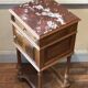 Old Henry II style bedside table in walnut with pink marble top, 19th century