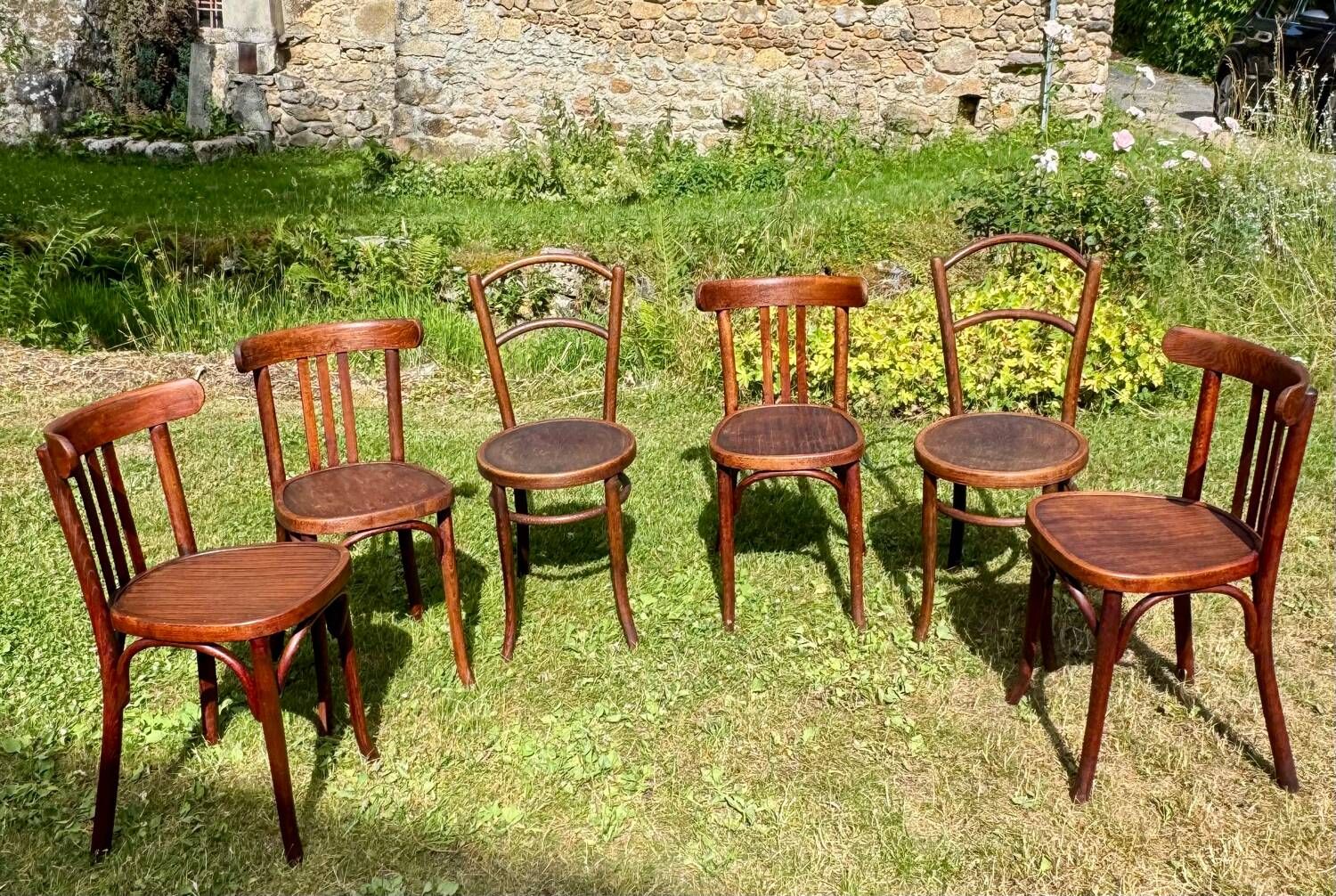Set of 6 Thonet and Fishel bistro chairs, early 20th century