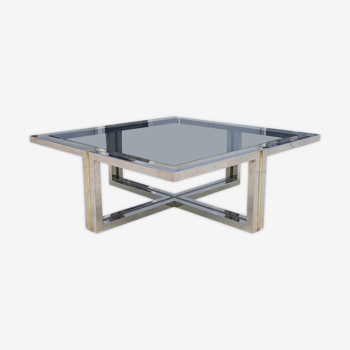 Vintage coffee table in brass and chrome, 1970