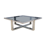 Table basse vintage en laiton et chrome, 1970