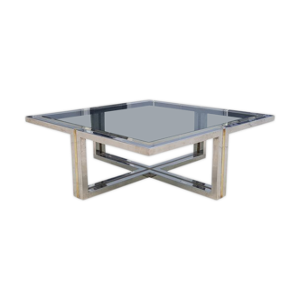 Vintage coffee table in brass and chrome, 1970