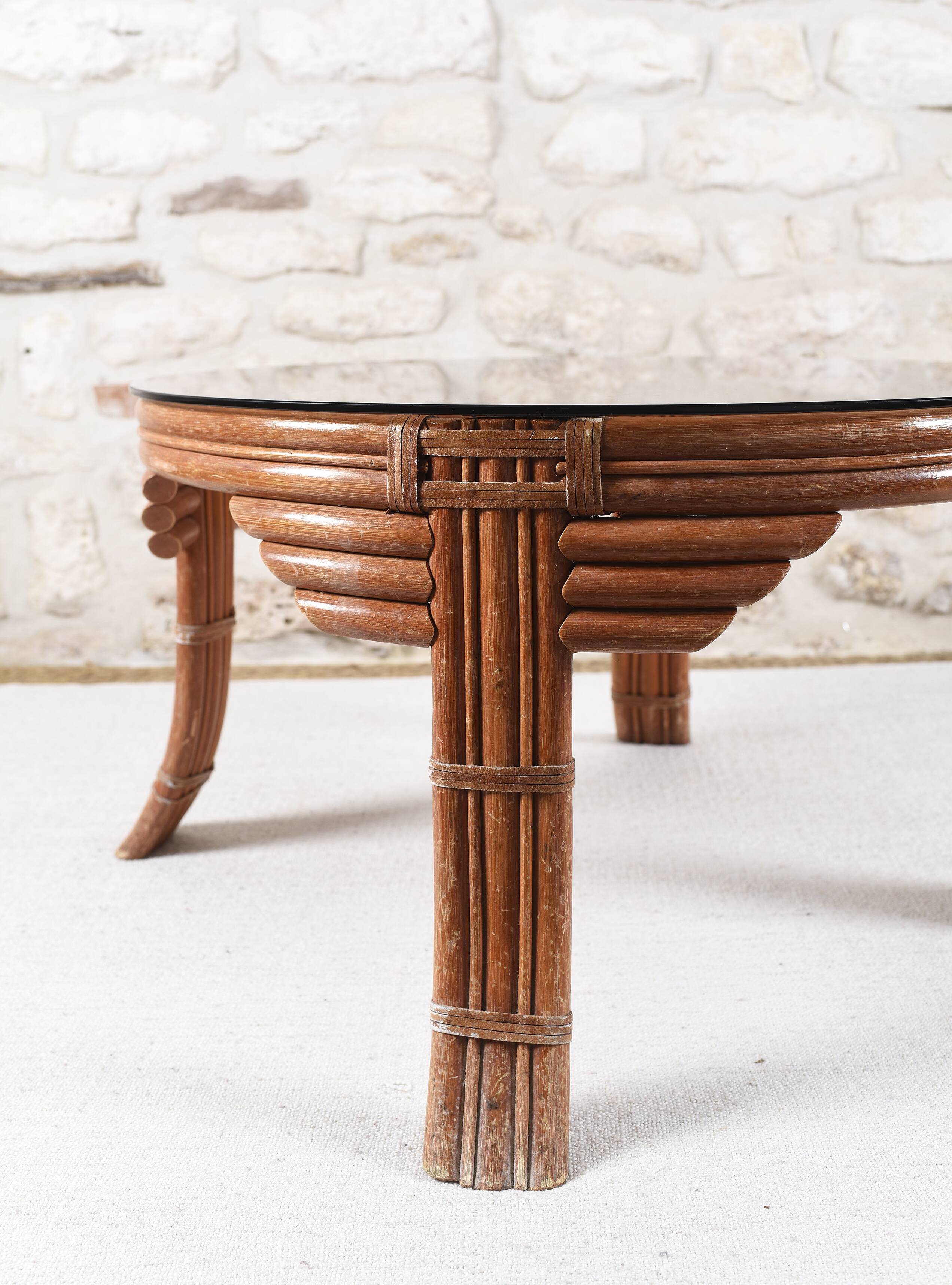Vintage rattan coffee table