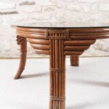 Table basse vintage en rotin