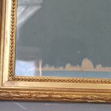 Old frame with keys, gilded stucco wood, pearl frieze 46x38 cm, foliage 40.3x32.1 cm + SB glass